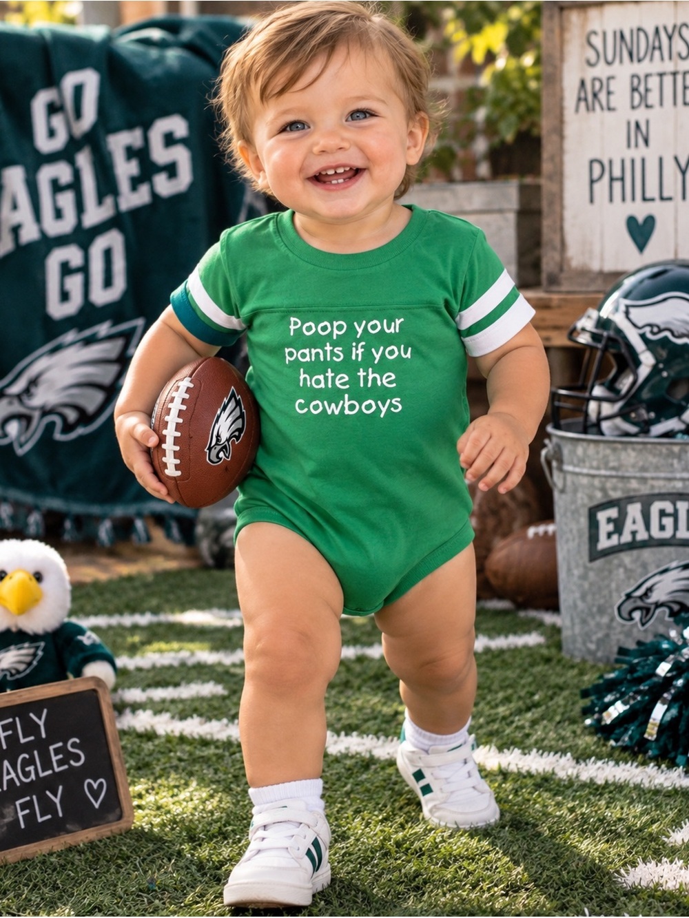 Philadelphia Eagles Green baby One Piece Poop Your Pants if You Hate the Cowboys